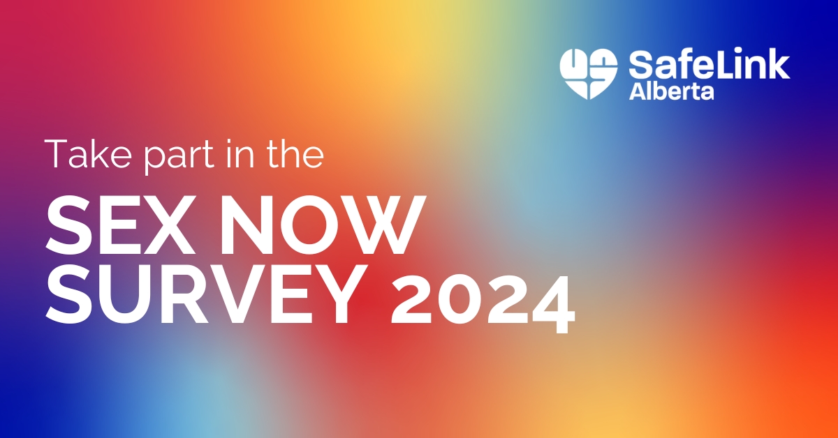 Rainbow background, text reads "Take part in the Sex Now Survey 2024"